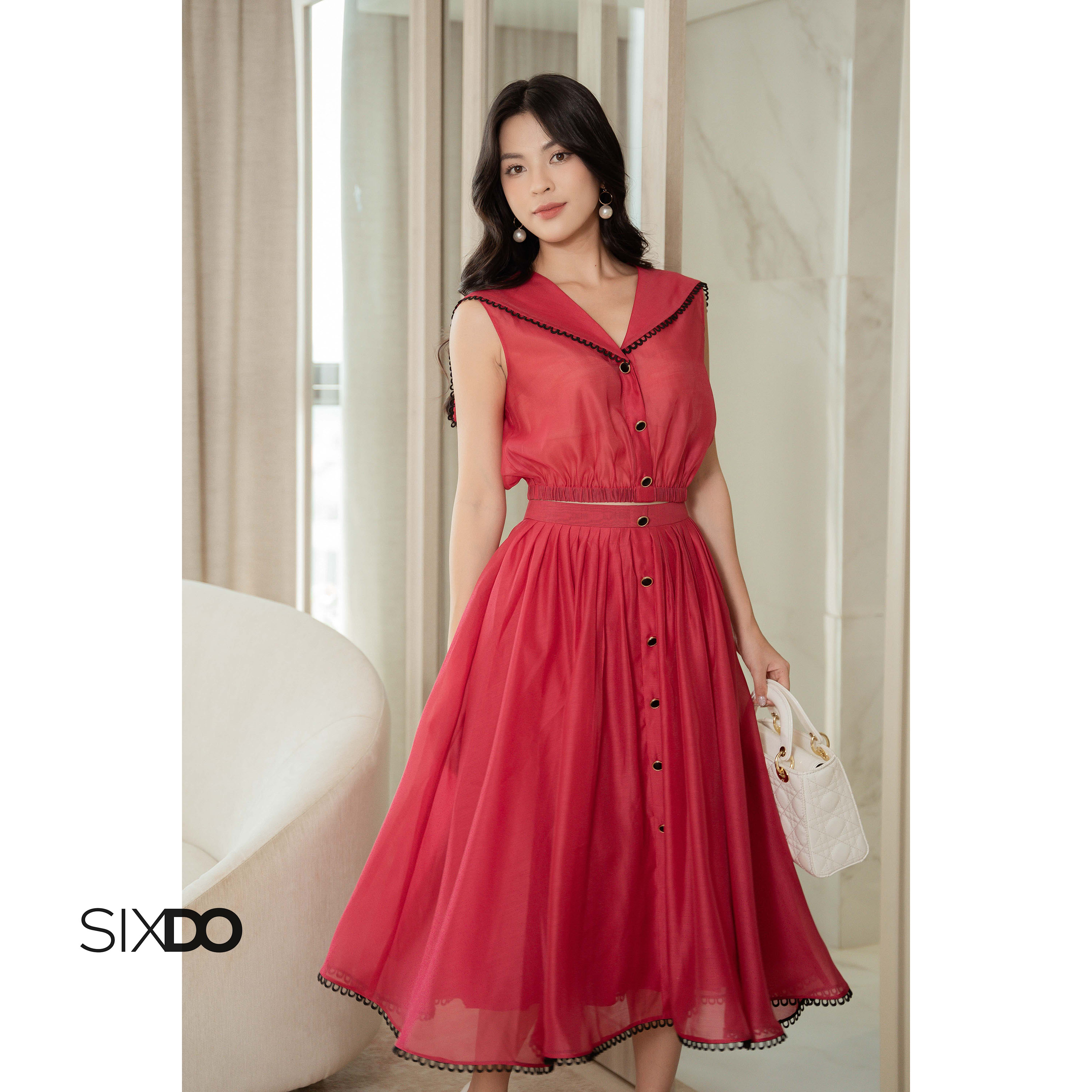 Áo nữ tơ organza cổ V SIXDO (V-neck Top)