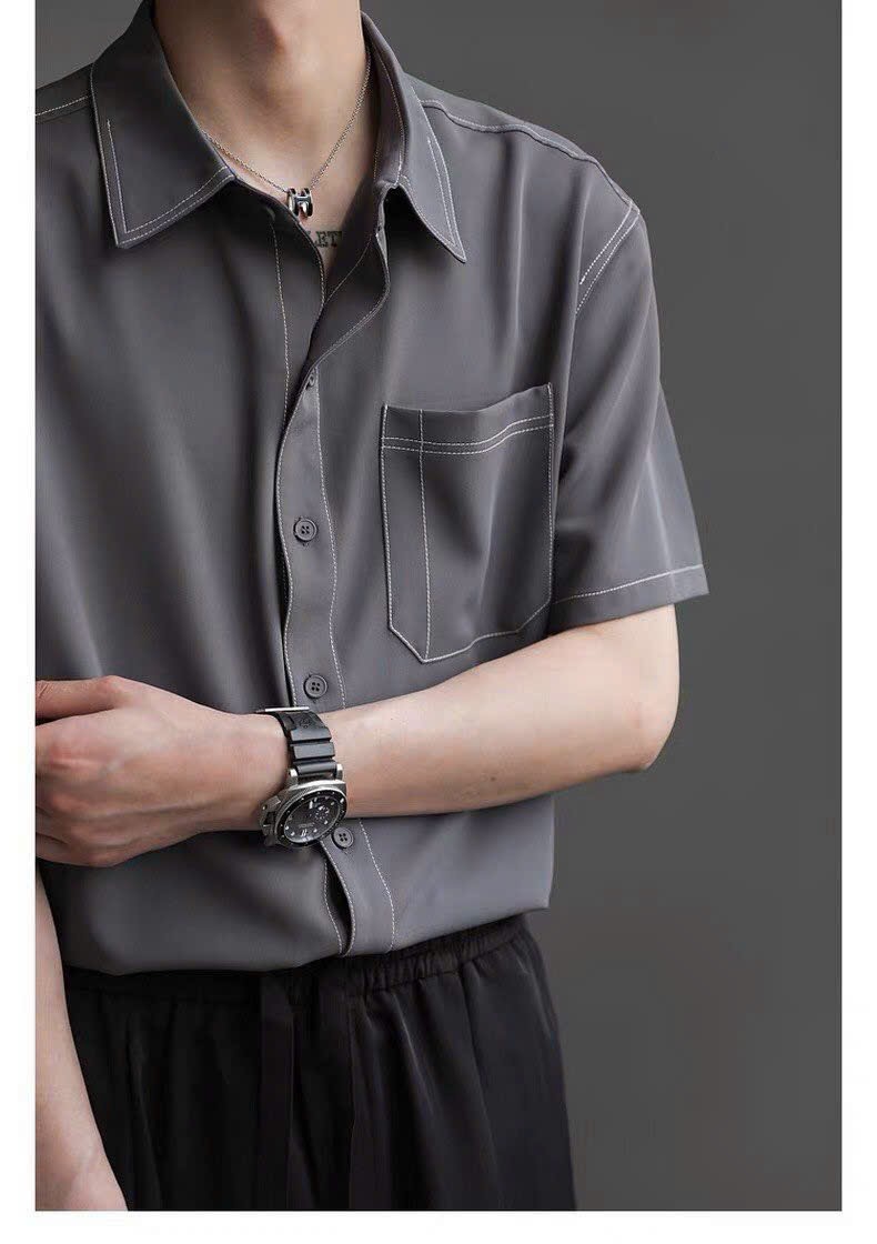 Áo sơ mi nam tay lỡ form rộng chất lụa