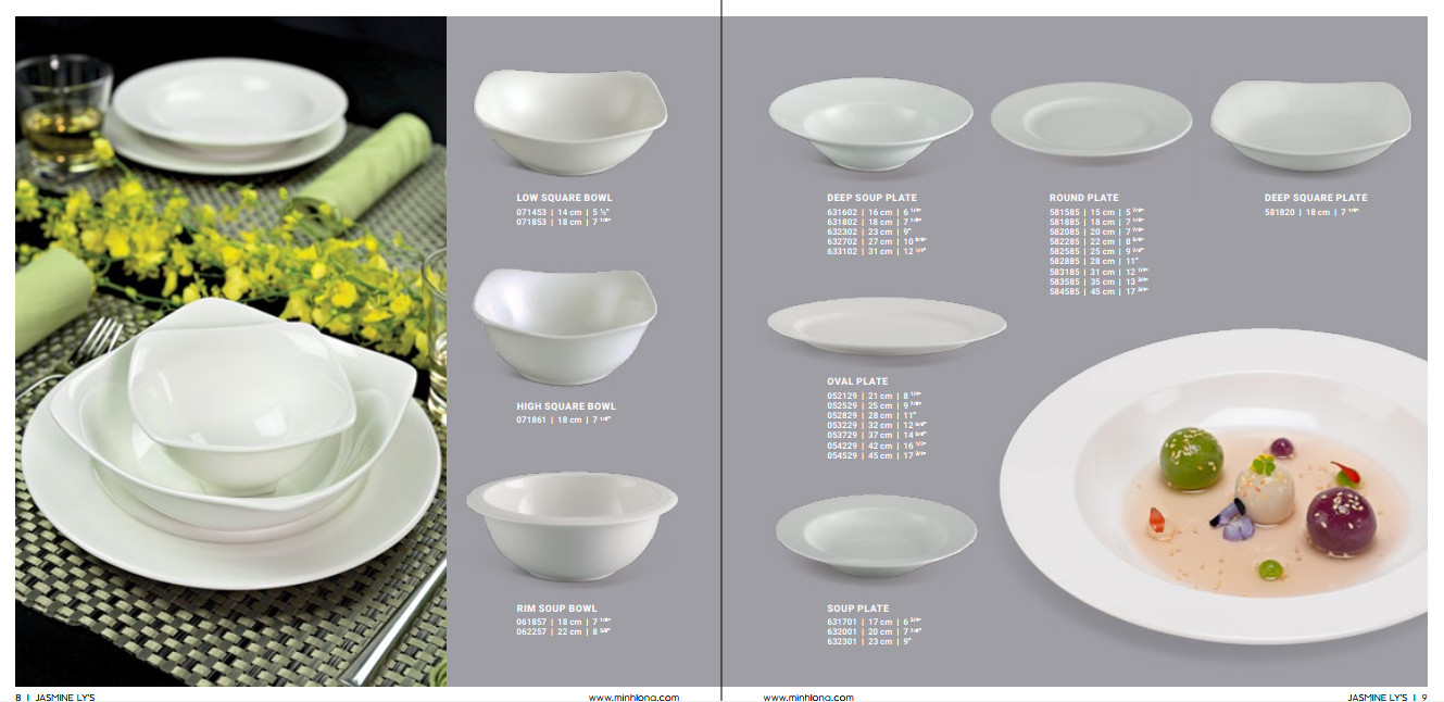 Bộ 10 Chén cơm 11.2 cm - Jasmine Ly's - Trắng Ngà - Gốm sứ cao cấp Minh Long I