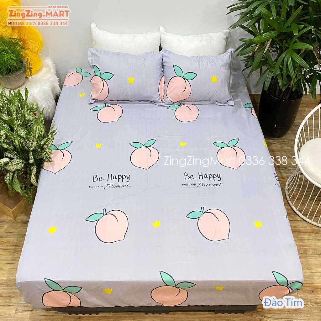 Bộ ga gối mẫu bơ hello cotton poly nhiều kích thước m2/m6/m8/2m2