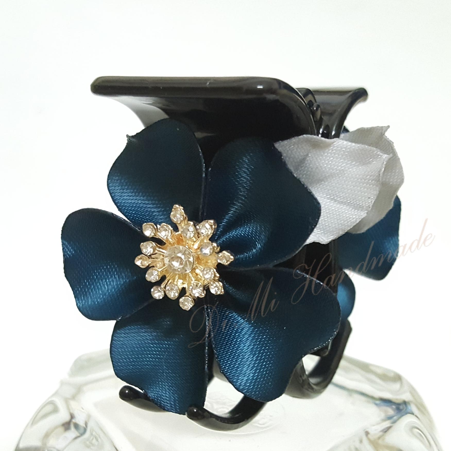 Kẹp tóc hoa handmade, kẹp càng cua 5 răng DiMi-16