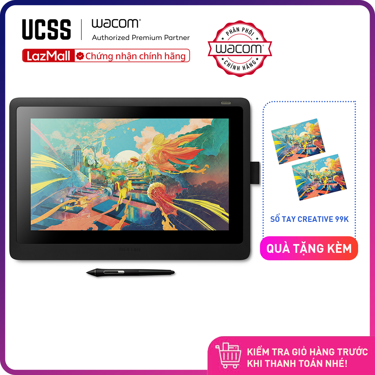 Bảng Vẽ Wacom Cintiq 16 DTK-1660 (Hàng Phân Phối Chính Thức)