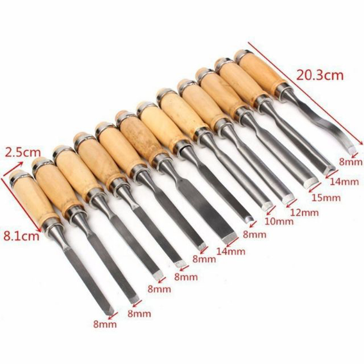 [HCM]Bộ đục gỗ 12 món mũi đục gỗ dao khắc gỗ