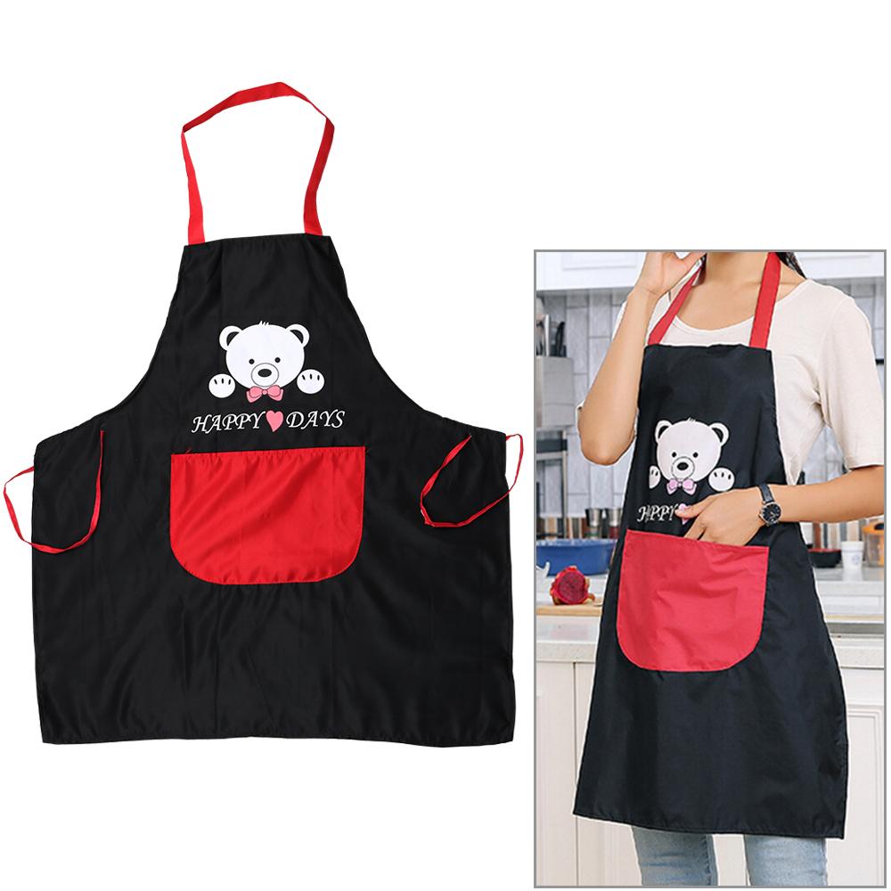 Home Kitchen Chef Restaurant Waiter Apron Greasy Dirt Proof Water Proof Cute Cartoon Bear Microfiber Aprons for Baking Cooking Apron With Pockets