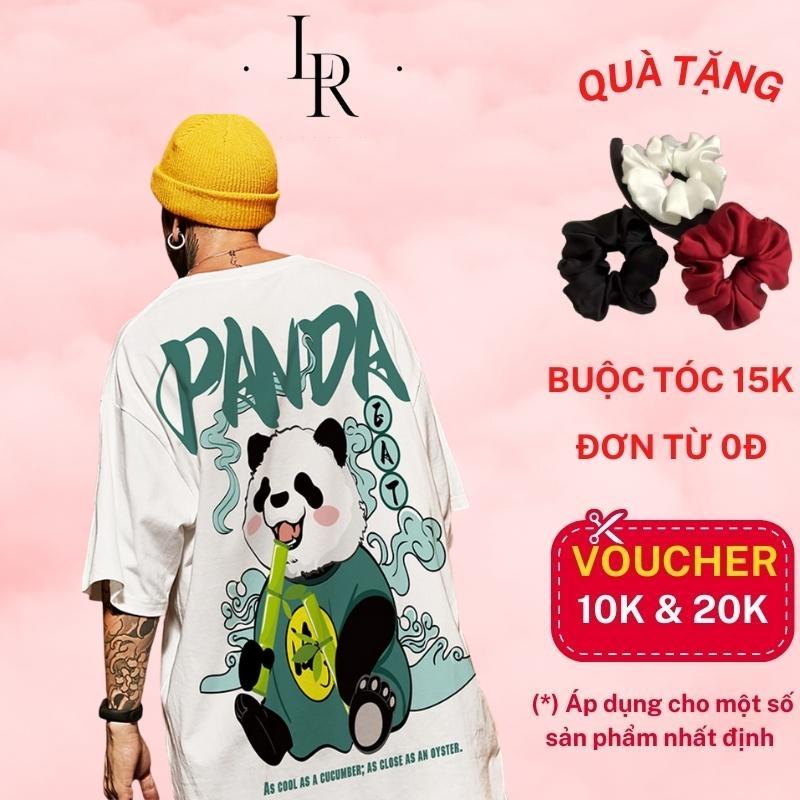 Áo thun tay lỡ unisex GẤU TRÚC PANDA thiết kế dày dặn - Áo phông nữ form rộng cho cặp đôi phong cách hàn quốc LARIVN