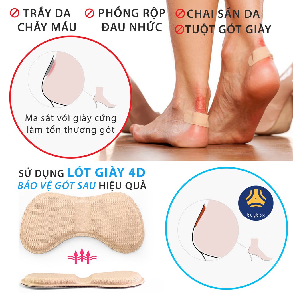 2 Cặp Miếng Dán Gót Giày Heel Liners Chống Trầy Gót Chân (4 Miếng Dán)