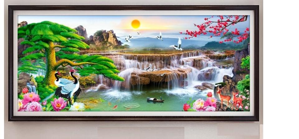 Tranh đính đá thiên nhiên giao hòa lv012 kt120x65cm
