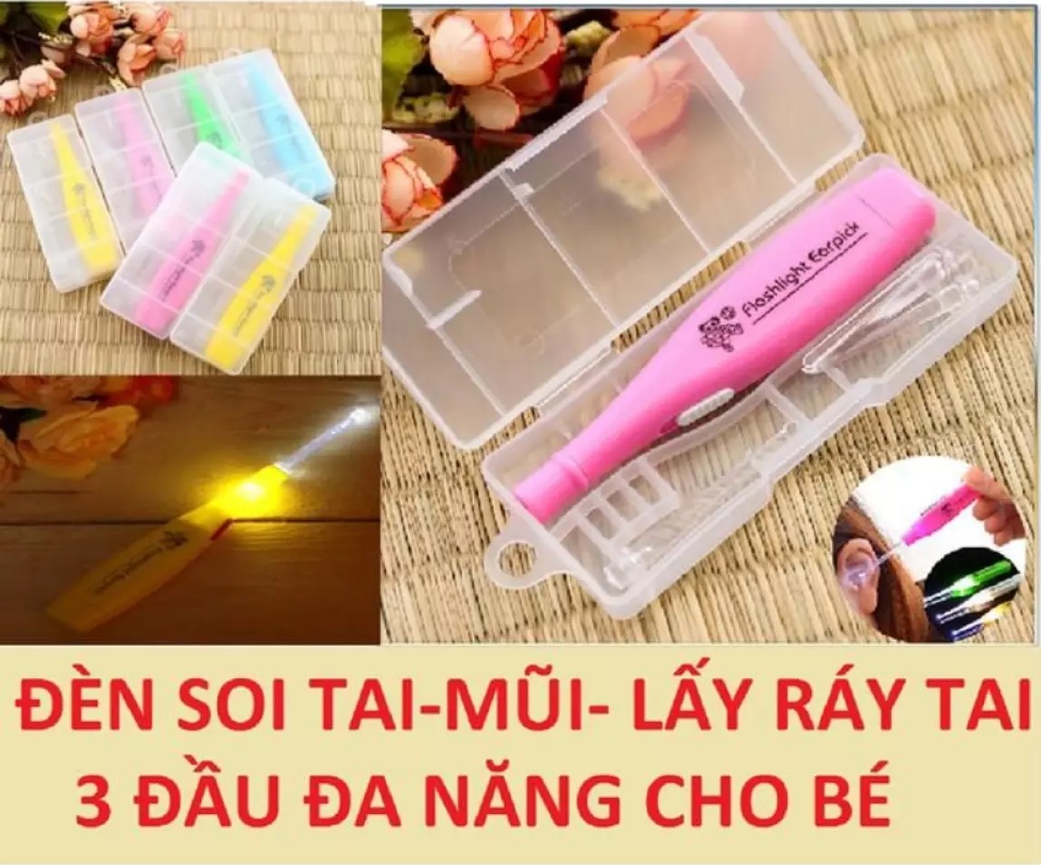 Cây dụng cụ lấy ráy tai cho bé có đèn soi