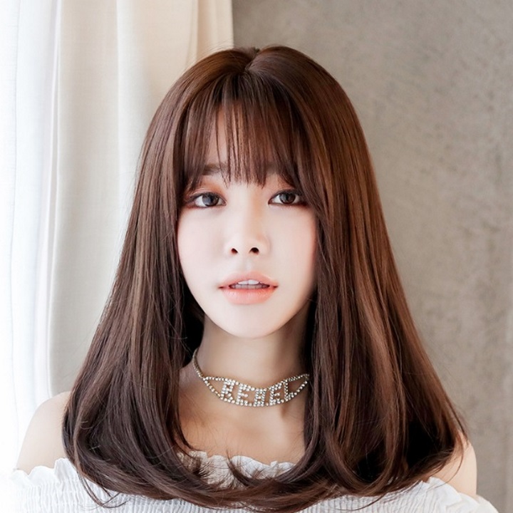 Tóc giả nữ nguyên đầu,tóc giả nữ cao cấp làm bằng tơ mềm mượt như tóc thật (màu vàng,nâu,khói) + tặng kèm lưới