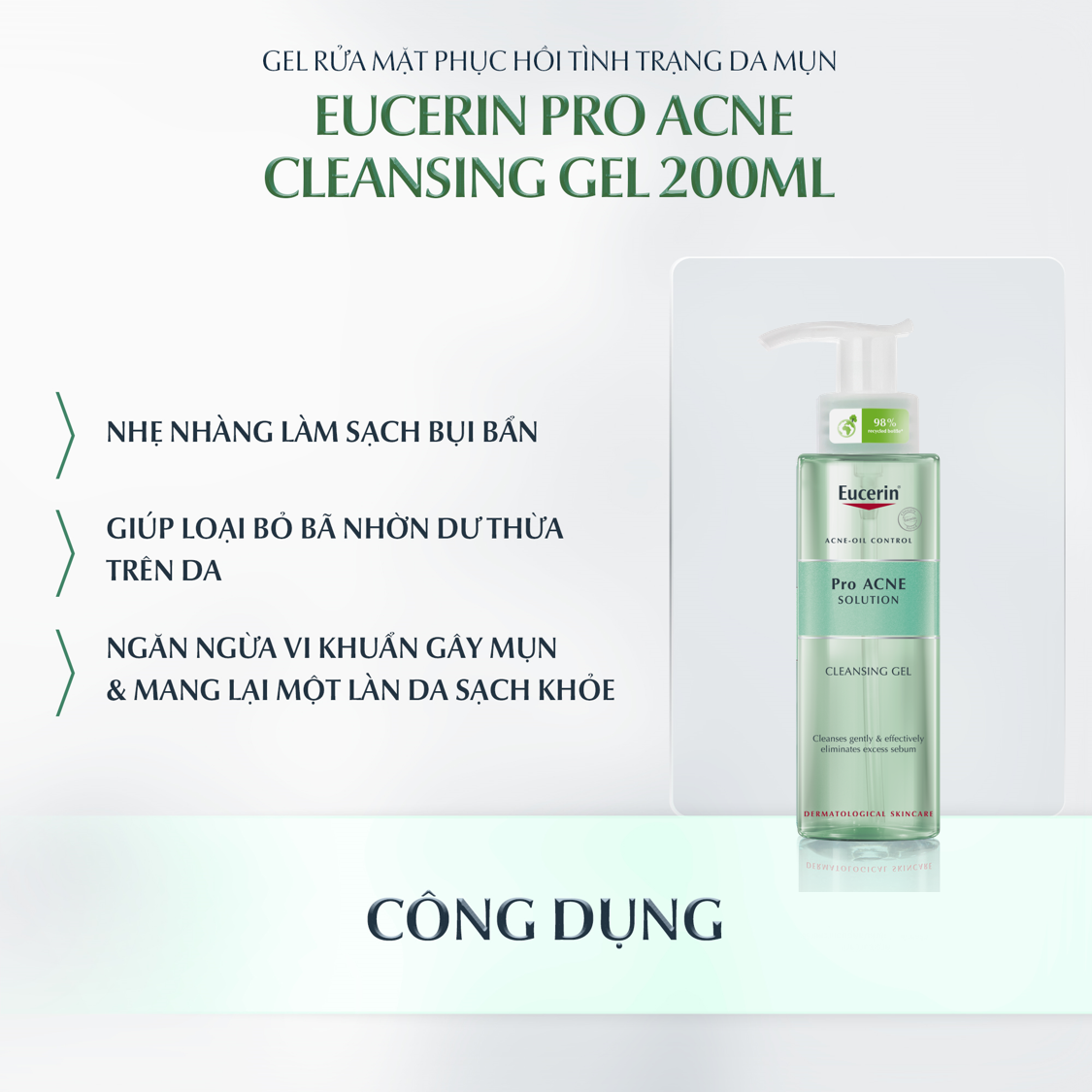 Gel Rửa Mặt Cho Da Nhờn Mụn Eucerin Pro Acne Cleansing Gel 200ml