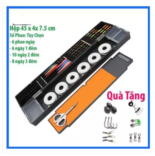 Hộp đựng phao câu đài 45cm câu ngày đêm đầy đủ, phao nano chống sóng cao cấp, câu đài cá chép, phụ kiện câu đài