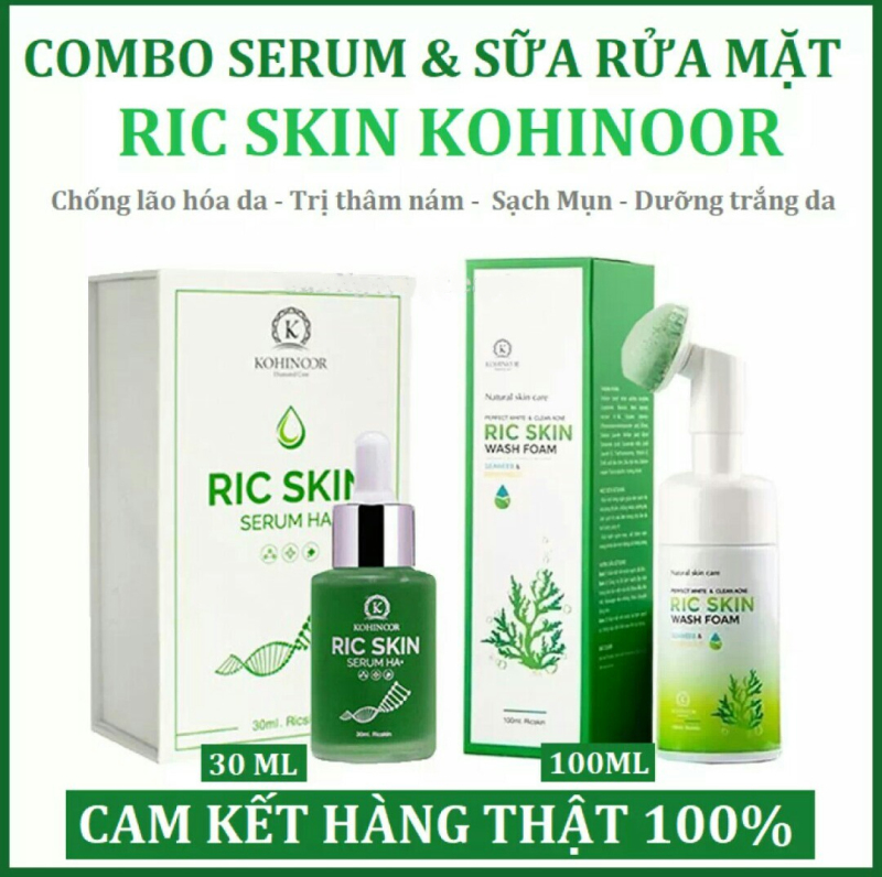 Combo Sữa Rửa mặt Ric Skin Wash Foam & Serum Ric Skin Serum HA+ có tem điện tử check hàng chuẩn