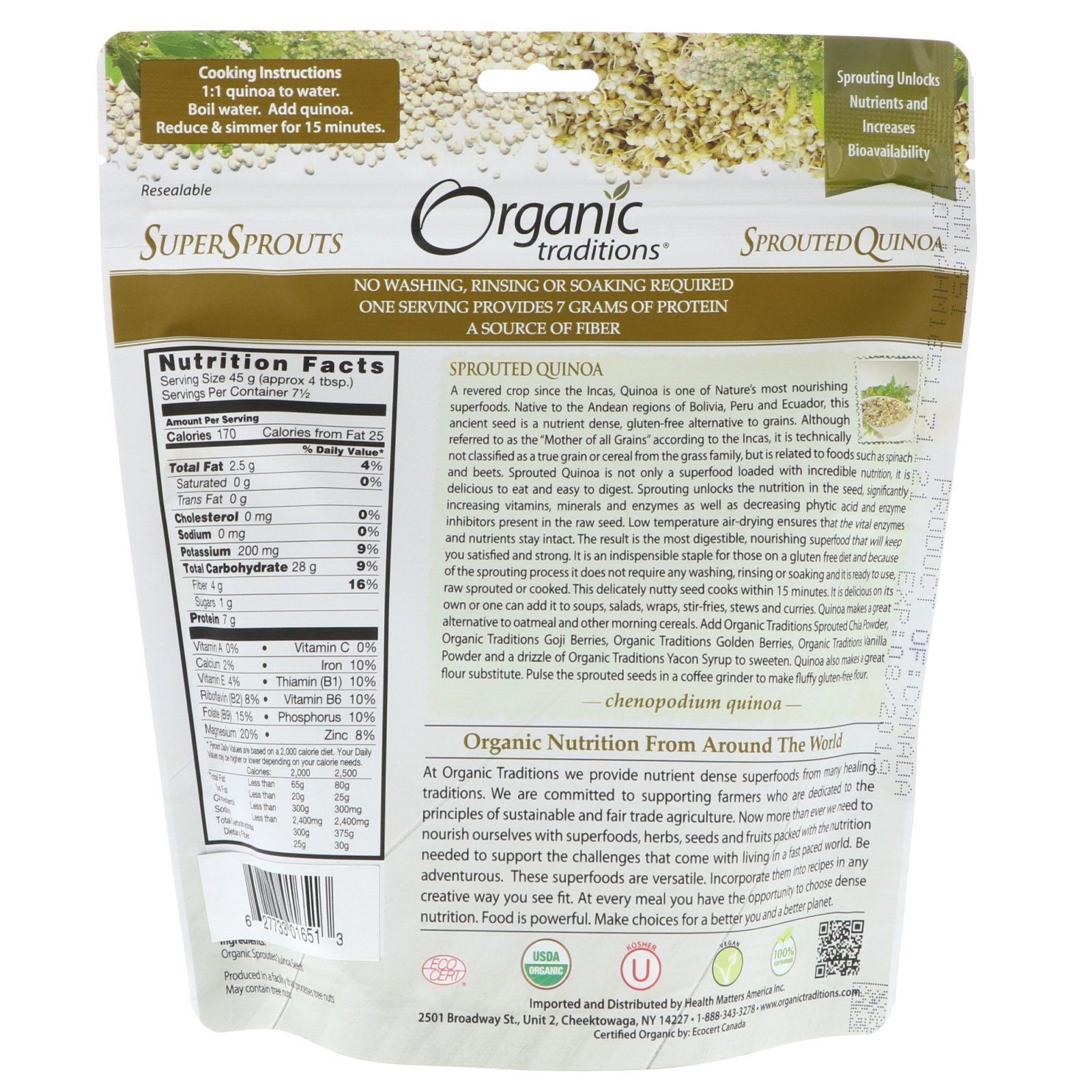 [HCM]Hạt Quinoa nảy mầm hữu cơ - Organic Tradition - 340g