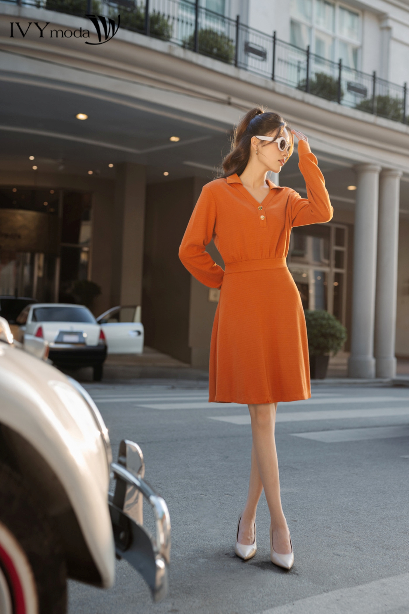 Đầm len dáng xòe IVY moda MS 42M7986