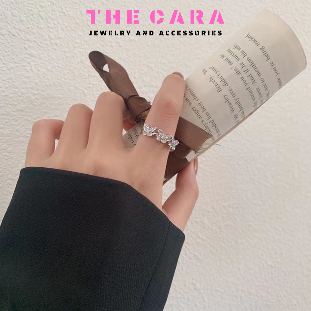 Nhẫn hình bướm đính hạt zircon thời trang sang trọng thecara