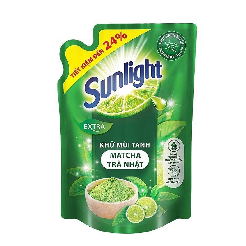 [HCM]Nước rửa chén Sunlight túi 750g (Matcha trà nhật/Chanh/Lô hội)