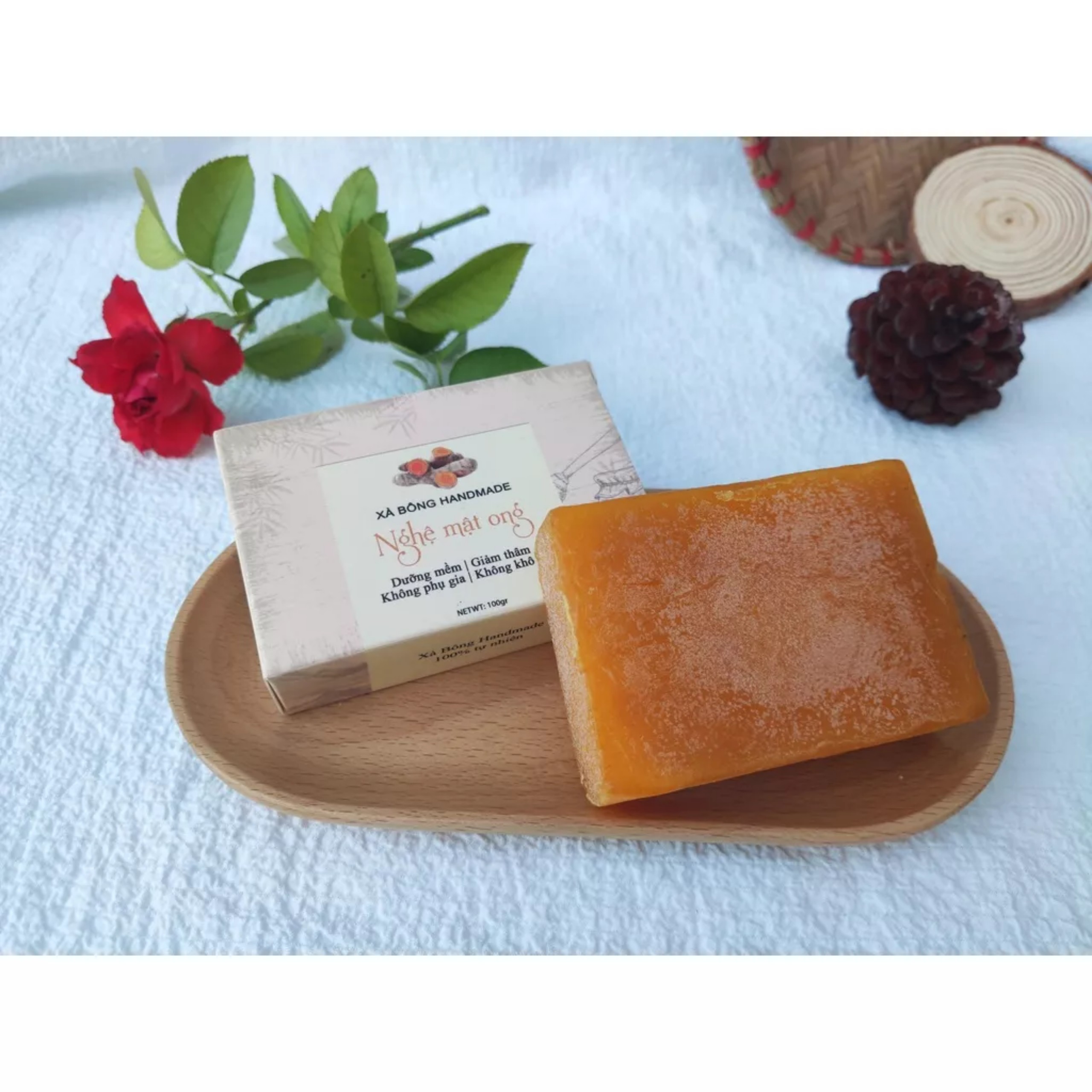 Xà Phòng Thảo Dược nghệ mật ong, xà bông nghệ tươi thảo dược thiên nhiên handmade sinh dược- 100g