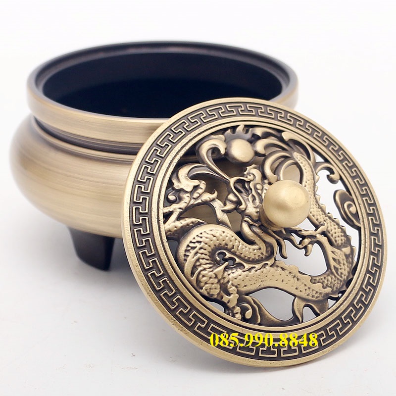 Lư xông trầm, Lư đốt trầm hương bằng đồng 3 chân Lazi HOME - {HÀNG CHẤT} TẶNG KÈM bông chống cháy và chân hương trị giá 80k - Đốt trầm nụ, hương vòng, nhang, trầm bột