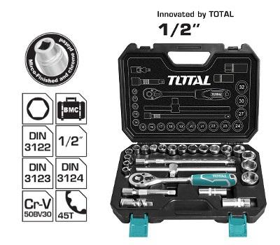 1/2\" Bộ tuýp 25 chi tiết Total THT121251