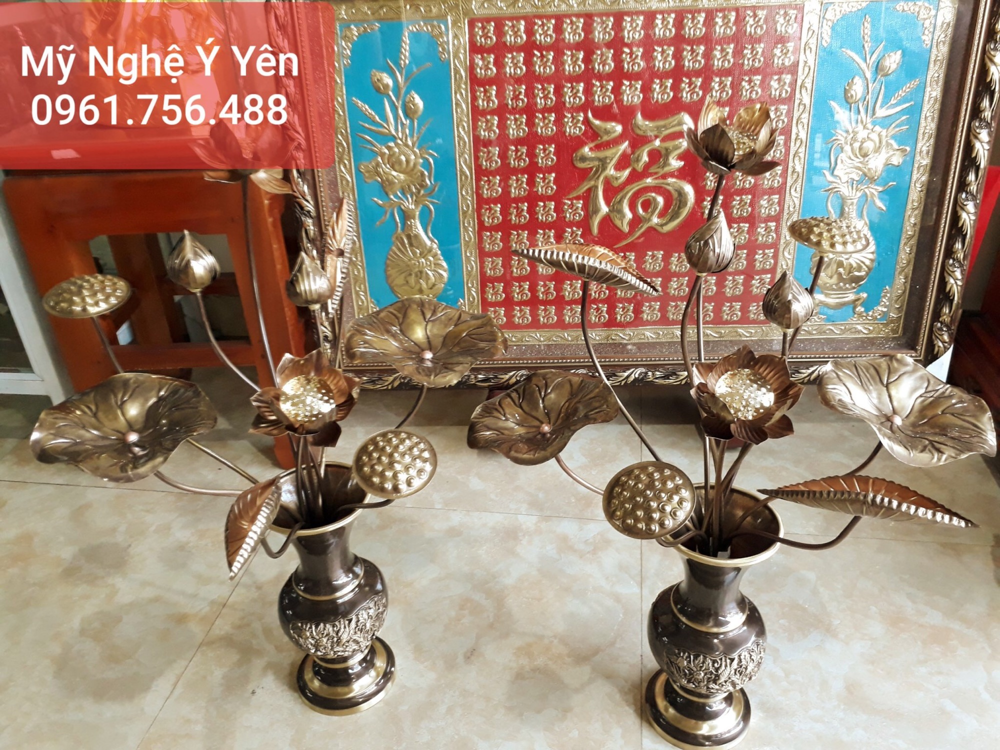 Bó hoa sen đồng giả cổ 10 cành kiểu