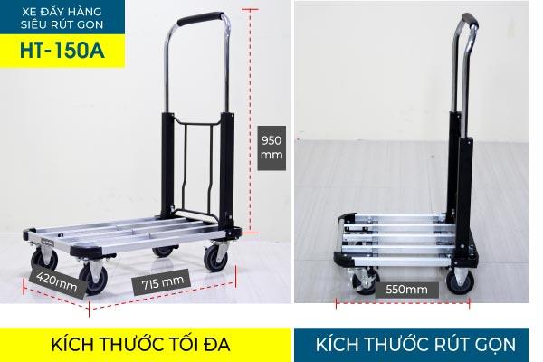 [HCM]Xe đẩy hàng 4 bánh siêu rút gọn tải trọng lớn ADVINDEQ HT-150A
