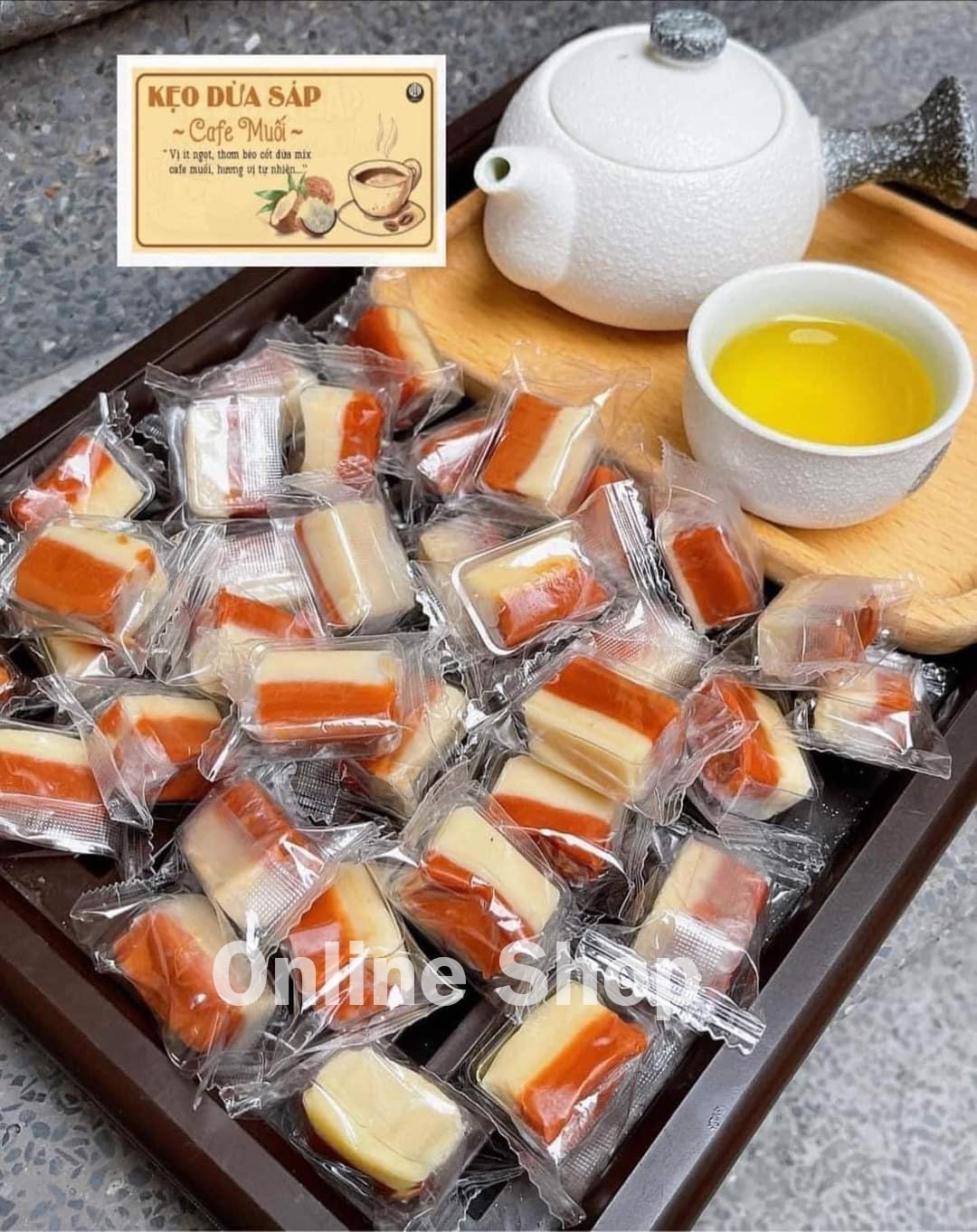 (Mẫu mới 2024)1kg Kẹo dừa sáp cà phê muối Bến Tre