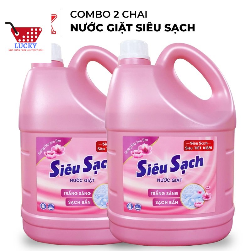 Combo 2 Chai nước giặt Lix Siêu Sạch Hương Hoa Anh Đào (2 chai x 3.5Kg) - Tẩy Sạch Vết Bẩn Cực Mạnh
