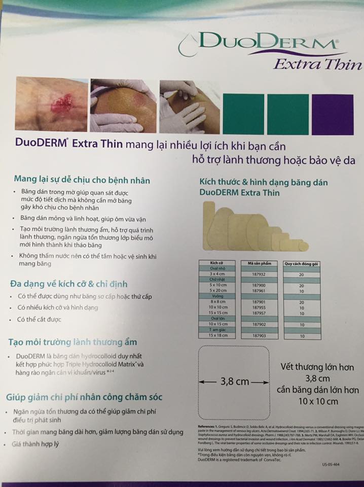 Miếng Dán Hút Mụn, mủ, vết bỏng Duoderm Extra Thin ( DÀNH CHO LƯỢNG DỊCH ÍT )