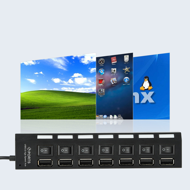 7 Port USB splitter with switch