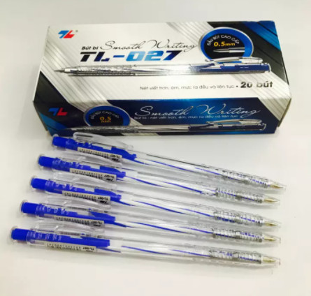 Hộp bút bi Thiên Long TL 027 - hộp 20 cây ngòi 0.5 mm - Mực xanh [Hàng chính hãng]