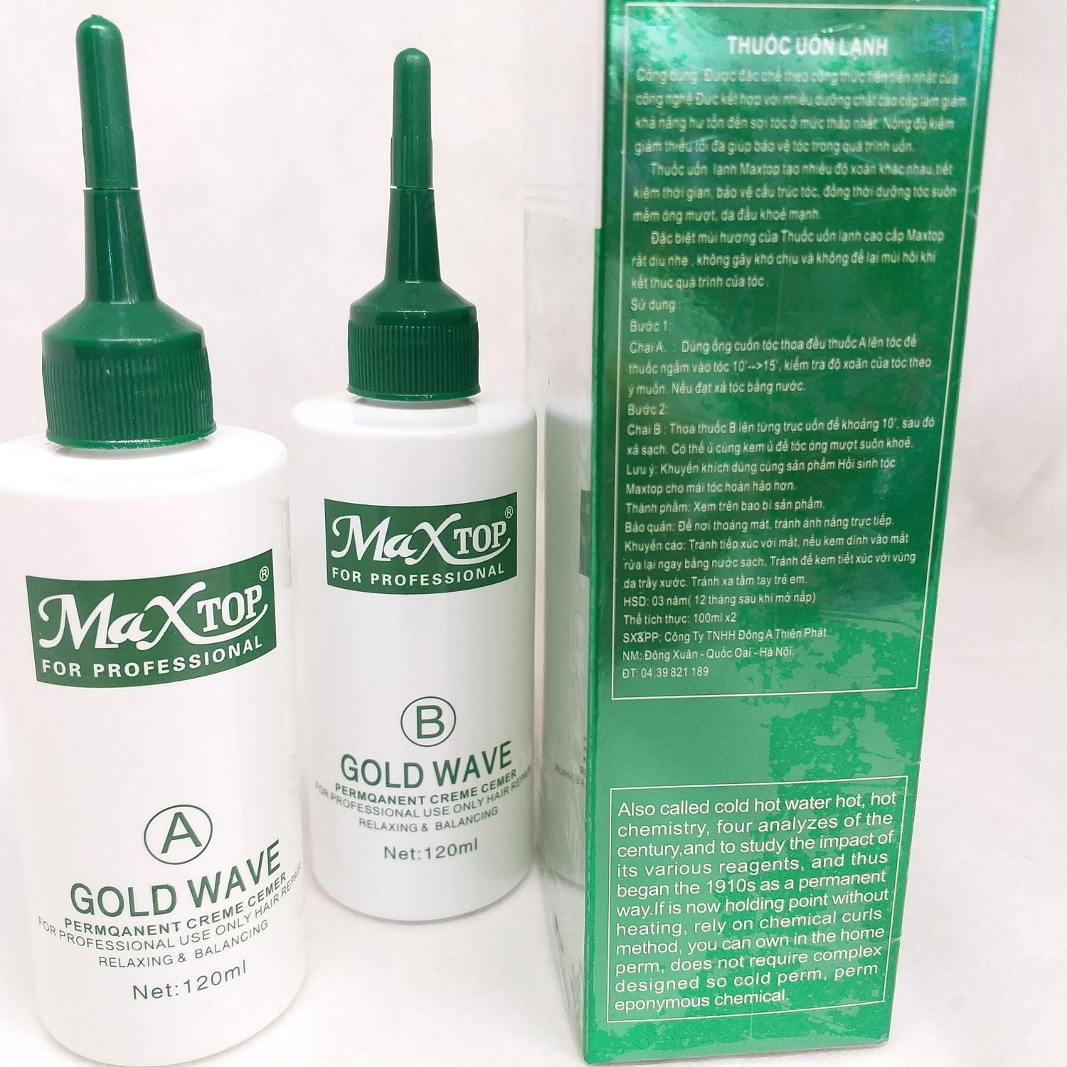 Kem uốn tóc lạnh Maxtop Gold Wave 120ml / cặp
