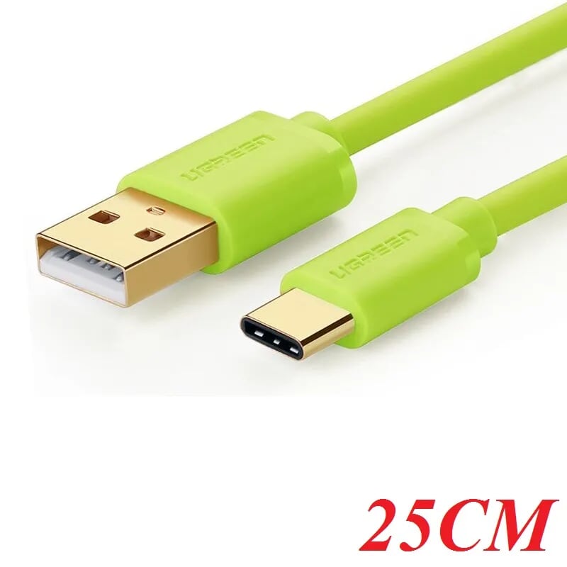 Ugreen 10659 25CM Màu xanh lá Cáp Usb 2.0 Sang Type C mạ vàng US141