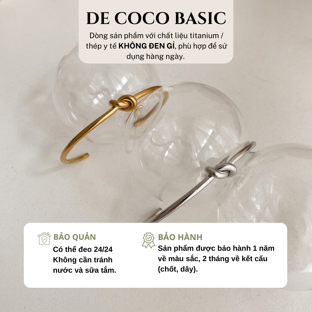 Vòng tay titan cao cấp KNOT CUFF De Coco