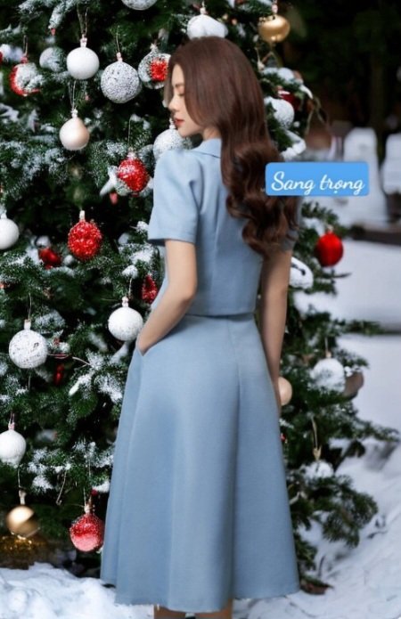 Set công sở cổ vest 2 lớp có túi cao cấp