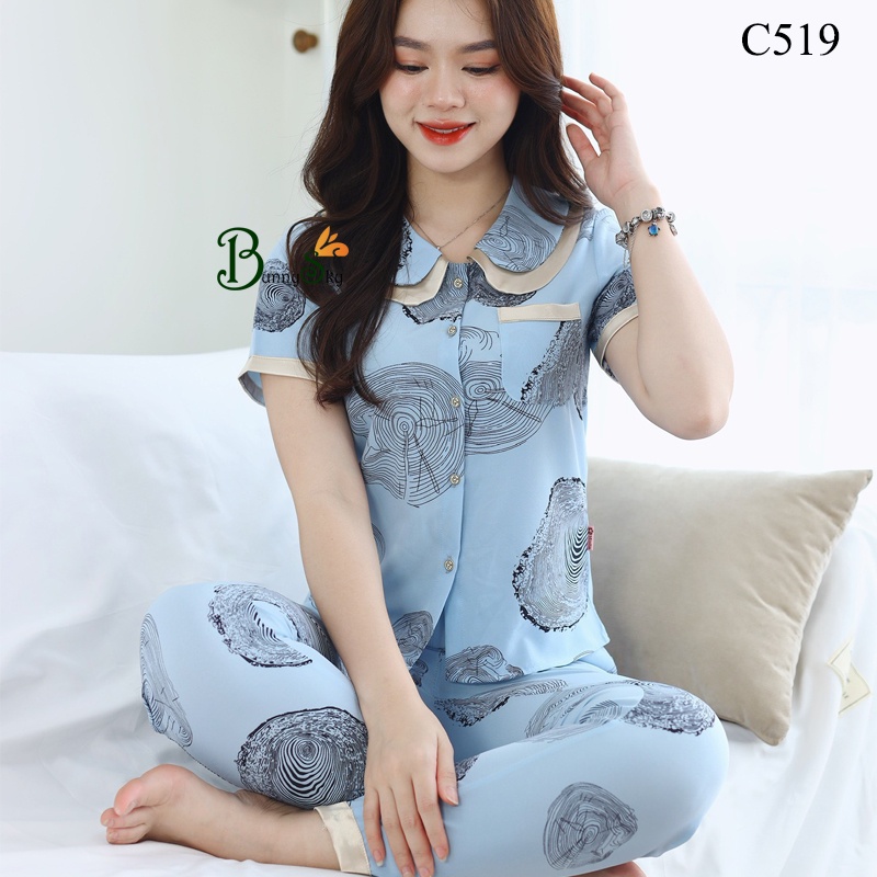[BunnySky] Quần áo nữ chất lụa hàn mềm mịn mát, đồ bộ mặc nhà không nhăn