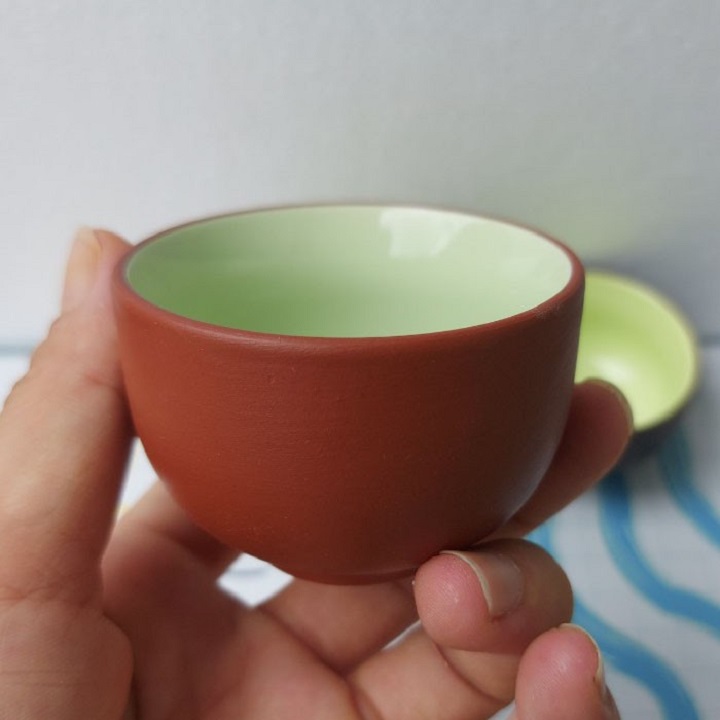 (Bao Bể Vỡ) Set 6 Chén Tử Sa Bát Tràng Lòng Xanh Đẹp