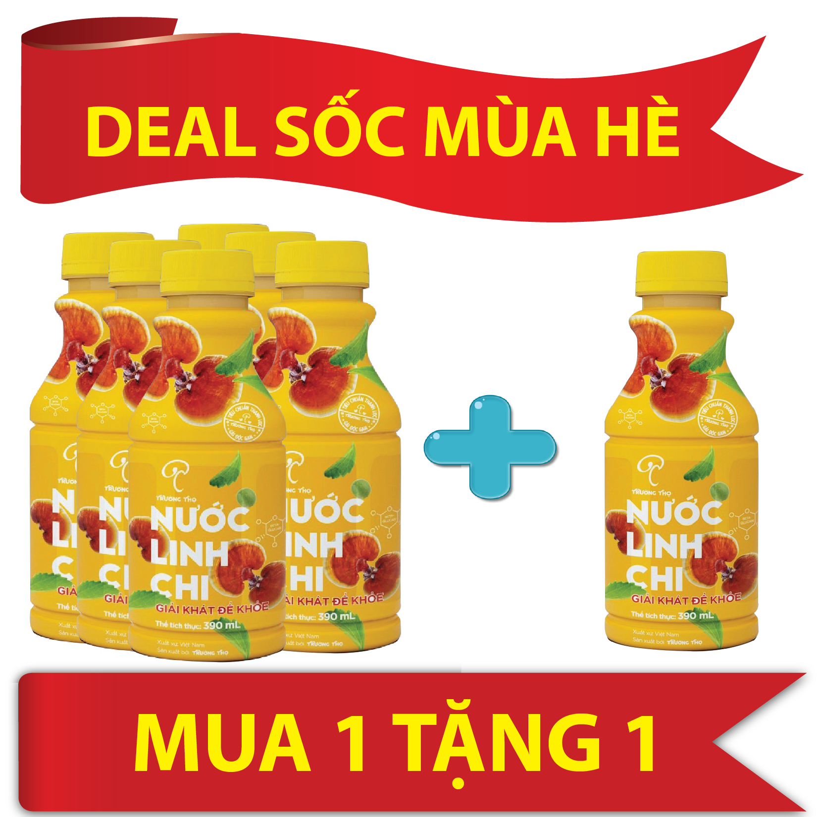 Nước Linh Chi Trường Thọ - Lốc 6 chai (390ml/chai)