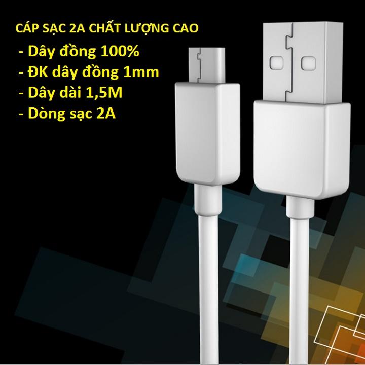 CÁP SẠC 2A MICORO USB, DÂY DÀI 1,5 MÉT