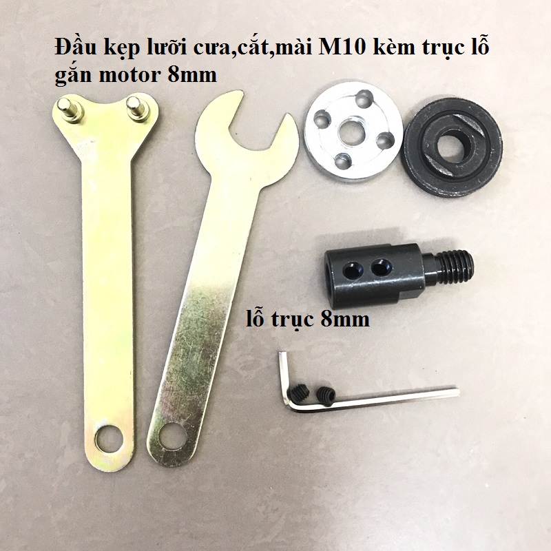 trục giữ lưỡi cắt  M10 - 8mm cho motor chế máy cưa,cắt,mài