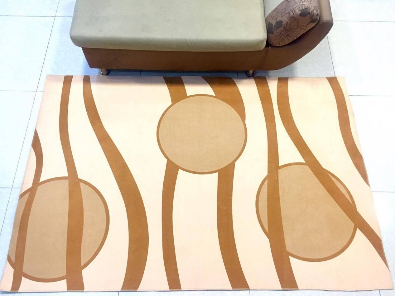 Tsn20 brown velvet 3D printed round rug (120x160cm)
