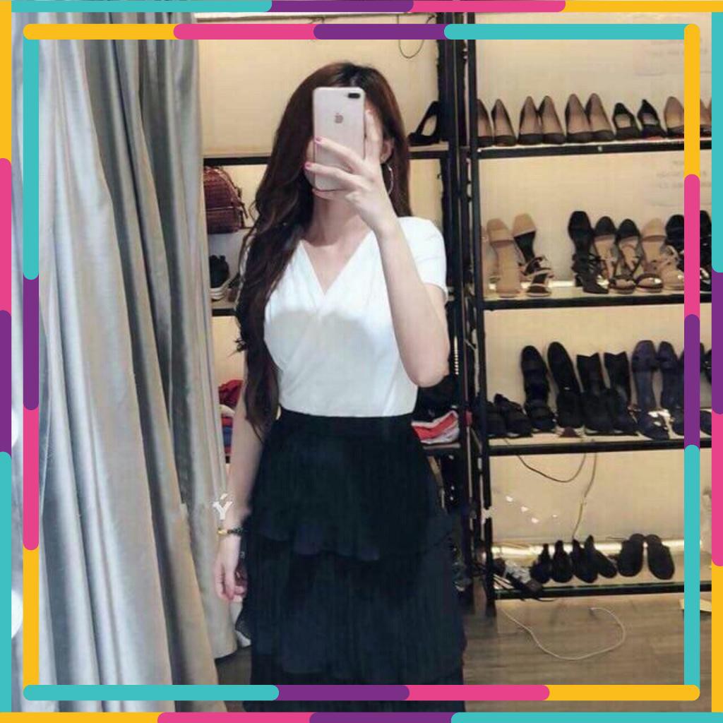 [HCM]Áo thun lụa đắp chéo tay ngắn cherrystore1996