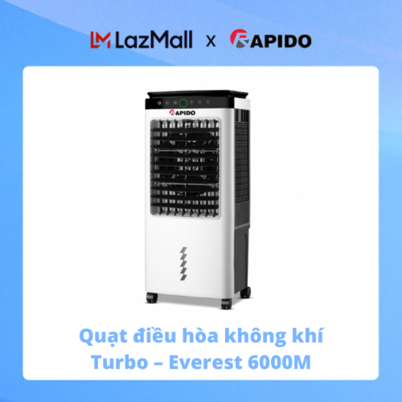 Quạt điều hòa không khí Turbo – Everest 6000M công suất 80W điều khiển cơ công nghệ Hàn Quốc tạo ion âm làm sạch không khí bảo vệ sức khỏe hàng chính hãng