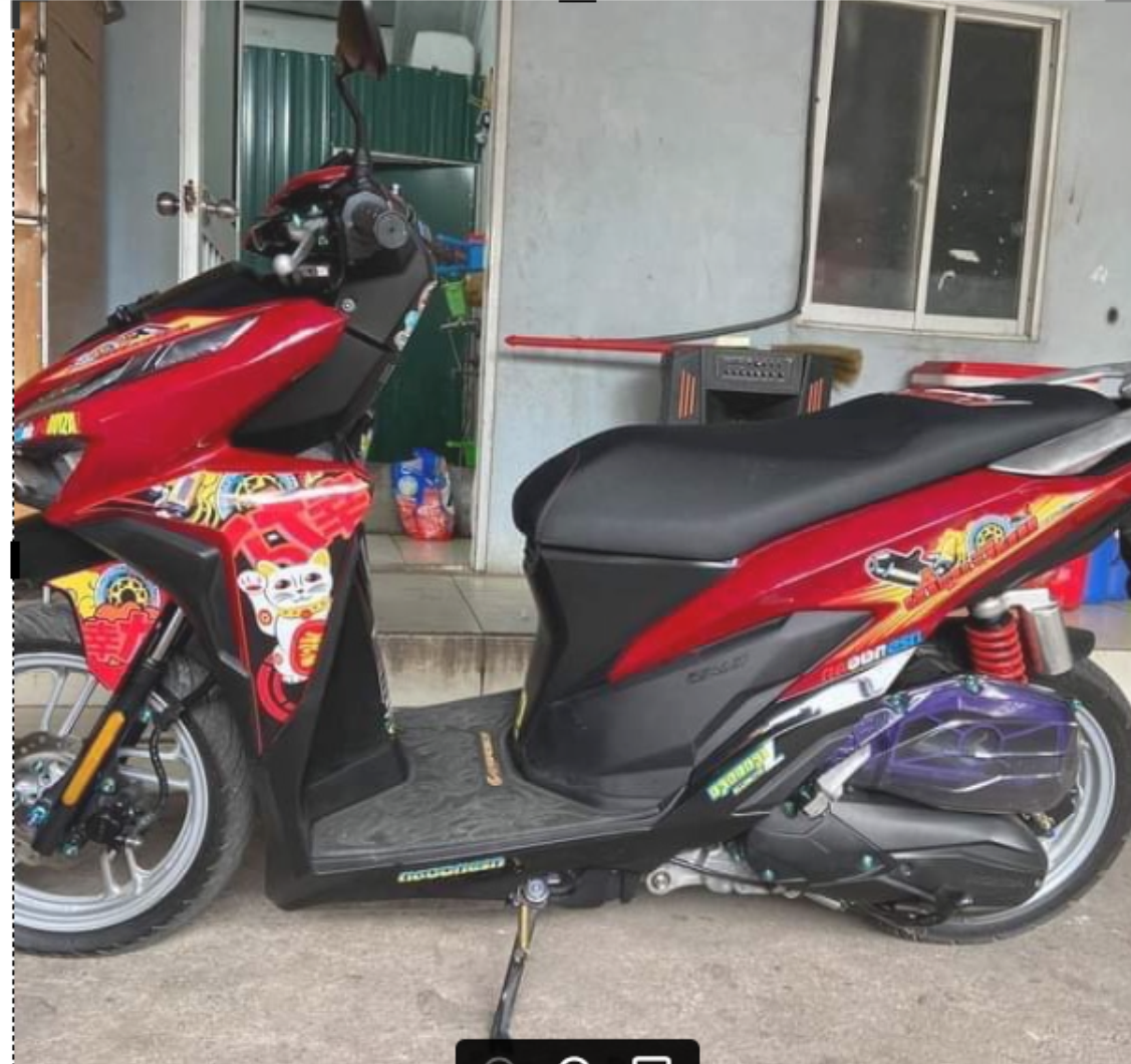 Tem rời Vario mèo thần tài dán xe đỏ