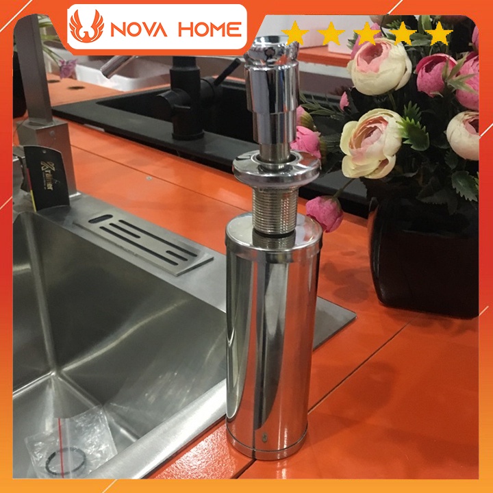 Bình xà phòng inox 304 gắn chậu rửa bát