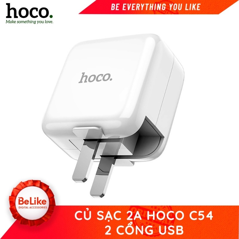 Củ sạc nhanh Fast Charging Hoco C54 - 2 cổng USB 2A - Hàng chính hãng, bảo hành 6 tháng