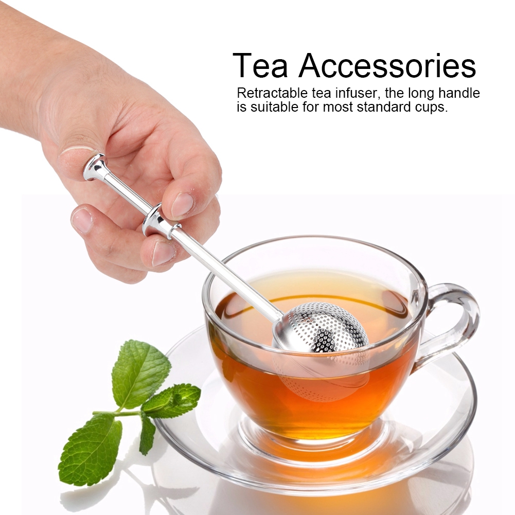 Stainless Steel Round Shape Retractable Tea Ball Infuser Filter Strainer Tea