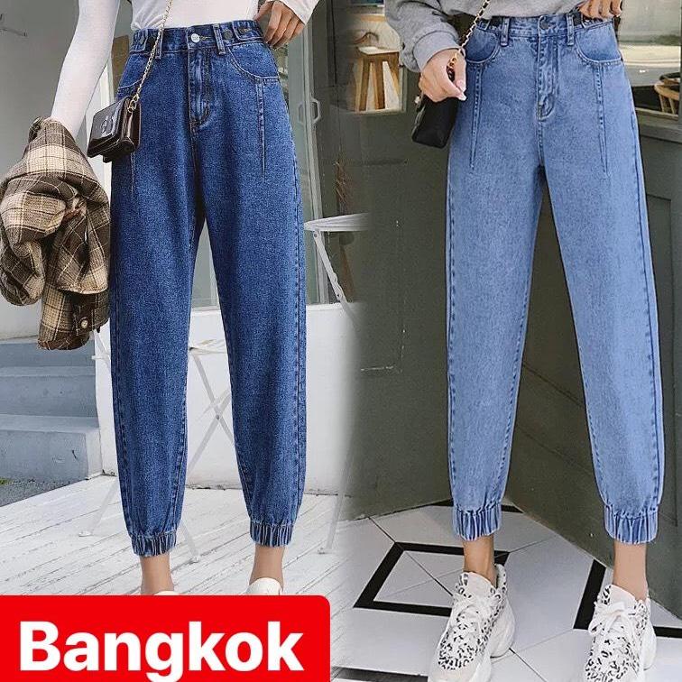 QUẦN JEAN BAGGY NỮ XANH LƯNG THUN CẠP CHUN ỐNG TÚM LƯNG CAO NÂNG MÔNG TREND MỚI THÁI LAN TRẺ TRUNG BK 335 - TÝ GOLD 2020