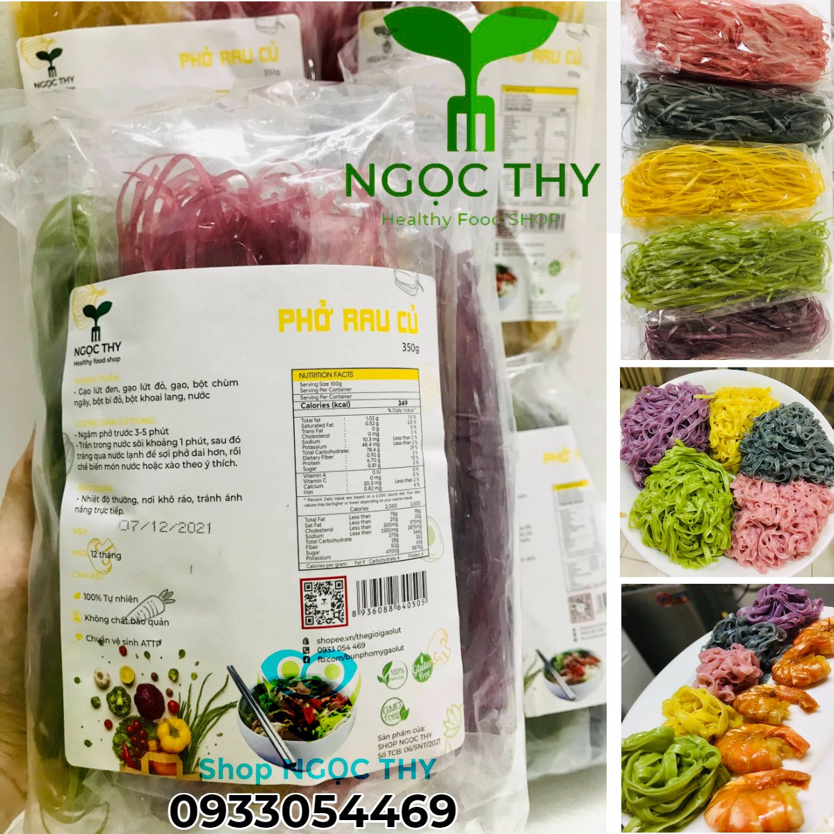 [NT Food] Tổng hợp bún phở gạo lứt và rau củ ăn eatclean thực dưỡng gói 500gr