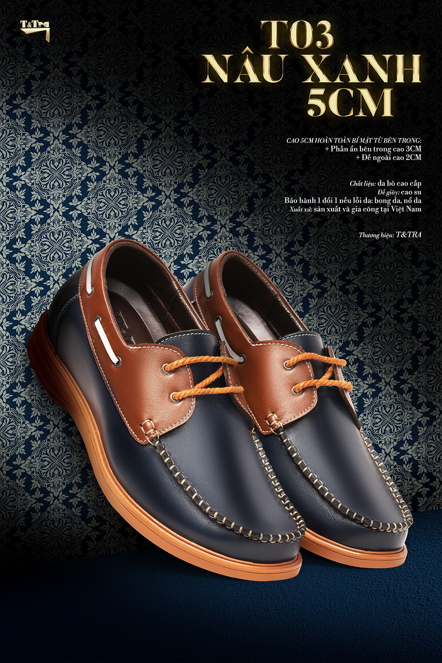 [ 5CM ] Giày Đế Cao Nam T&TRA T03XN