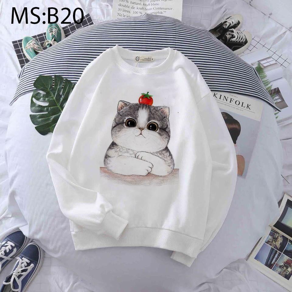 [HCM]ÁO NỈ SWEATER MÈO DÂU CÓ BIG SIZE CHẤT NỈ BÔNG DÀY DẶN